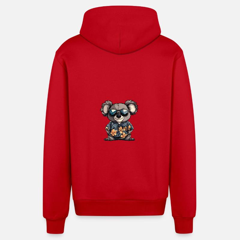 Koala Comic Cool Summer - Organic Relaxed Hooded Jacket Made in EU - red