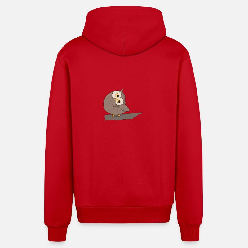 Uhu Eule Comic - Organic Relaxed Kapuzenjacke Made in EU - Rot