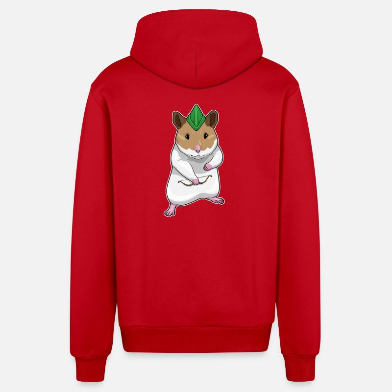Hamster Archer Bow - Veste à capuche bio décontractée fabriquée en UE - rouge