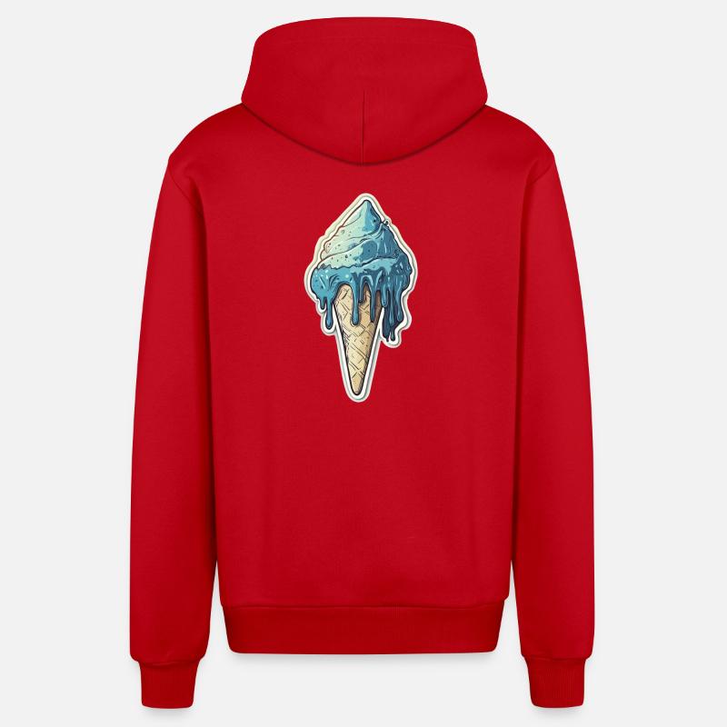 Crème glacée Crème glacée - Veste à capuche bio décontractée fabriquée en UE - rouge