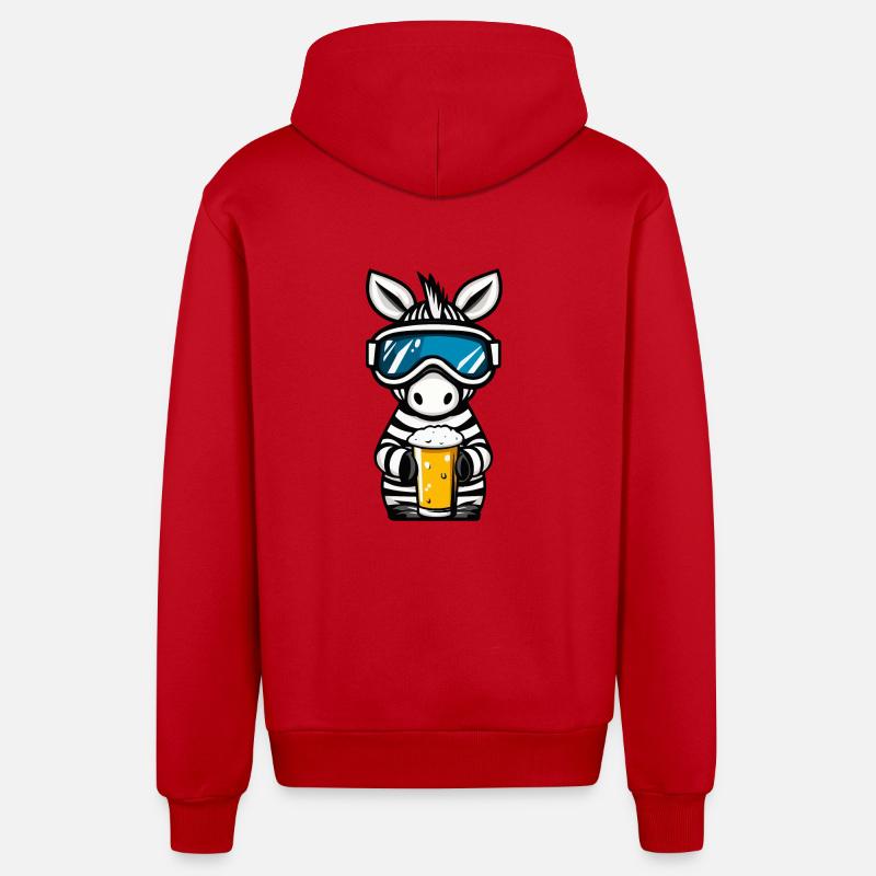 Zebra Ski Bier - Organic Relaxed Kapuzenjacke Made in EU - Rot