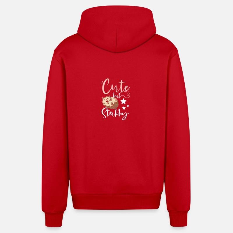 Fille hérisson mignon mais poignardé - Veste à capuche bio décontractée fabriquée en UE - rouge