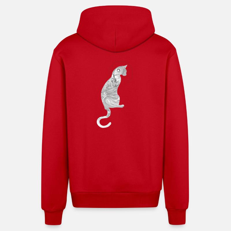 Abstract cat with spiral pattern - Organic Relaxed Hooded Jacket Made in EU - red