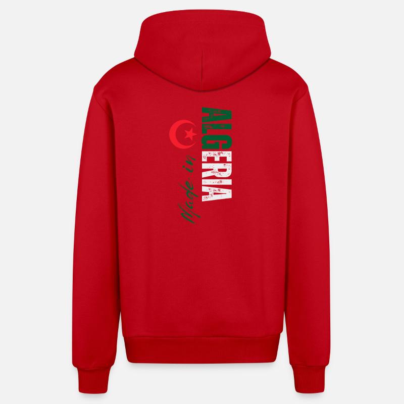 Fabriqué en Algérie, conception verticale - Veste à capuche bio décontractée fabriquée en UE - rouge