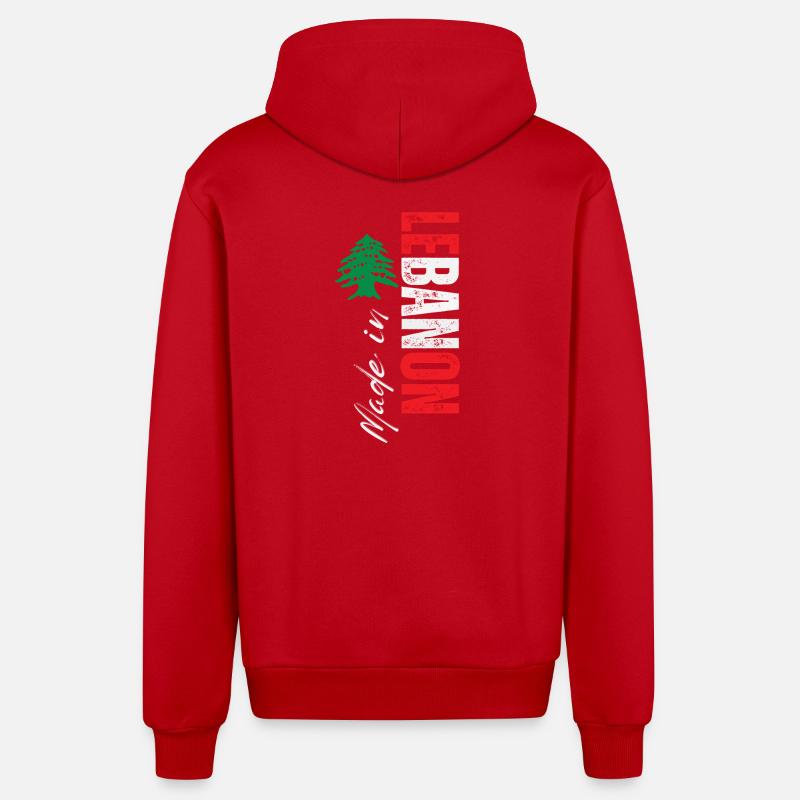 Fabriqué au Liban, design vertical - Veste à capuche bio décontractée fabriquée en UE - rouge
