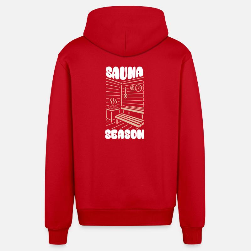 Saison du sauna - Sauna - Dicton - Veste à capuche bio décontractée fabriquée en UE - rouge