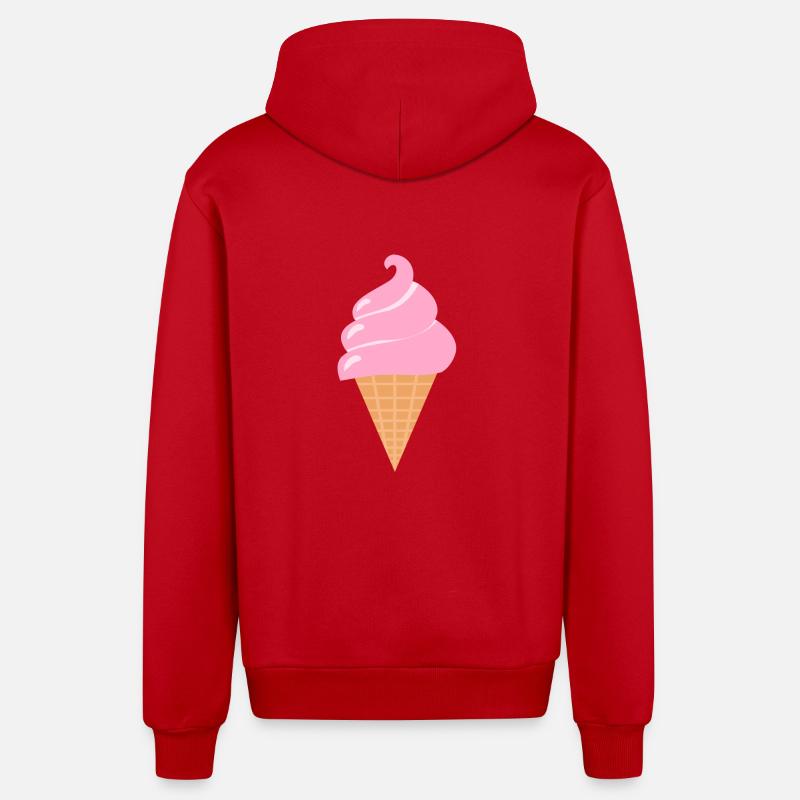 Softeis Eis - Rosa Sommer Eis - Organic Relaxed Kapuzenjacke Made in EU - Rot