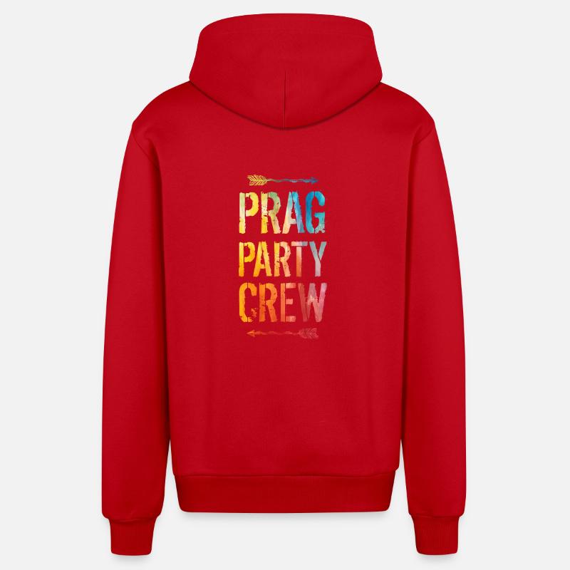 Prague Party Crew dit - Veste à capuche bio décontractée fabriquée en UE - rouge