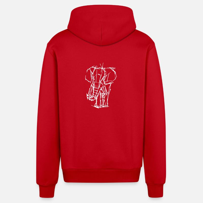 éléphant - Veste à capuche bio décontractée fabriquée en UE - rouge