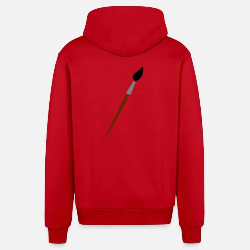 pinceau - Veste à capuche bio décontractée fabriquée en UE - rouge