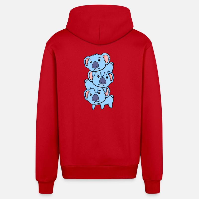 Koalas mignons - Veste à capuche bio décontractée fabriquée en UE - rouge
