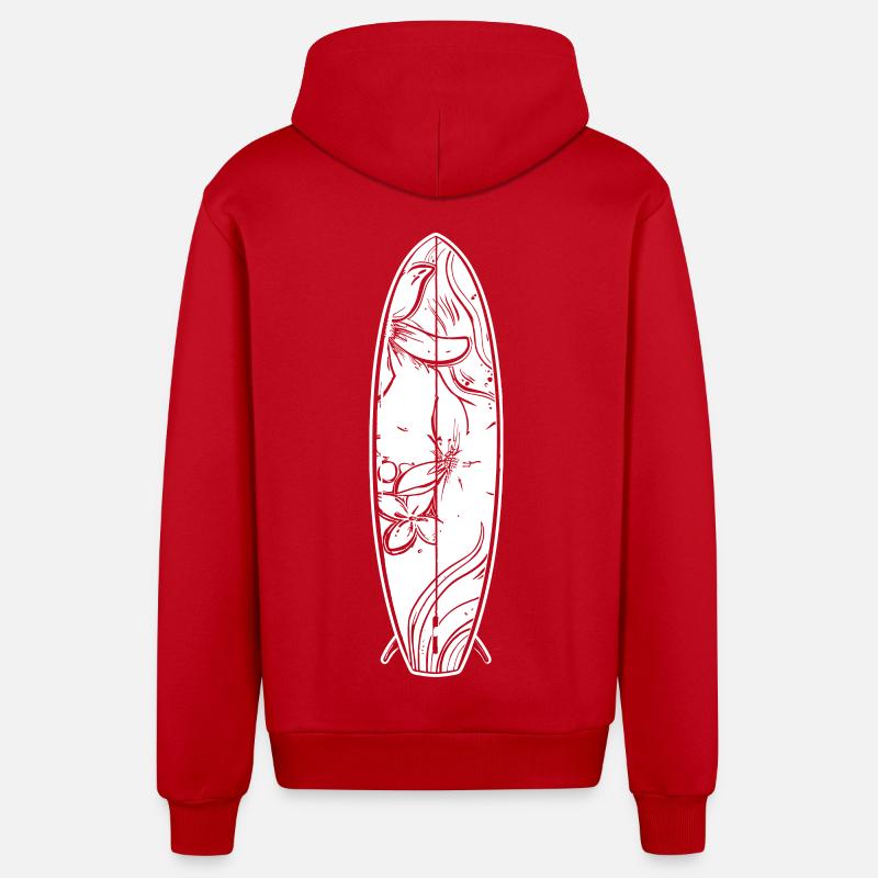 planche de surf de dessin animé - Veste à capuche bio décontractée fabriquée en UE - rouge