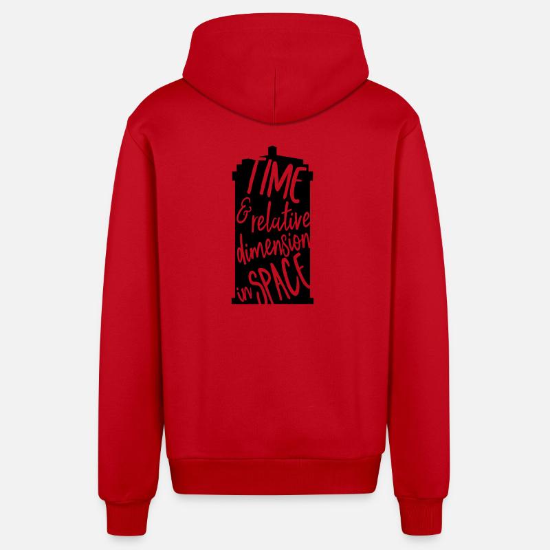 Temps et dimension relative dans l’espace - Veste à capuche bio décontractée fabriquée en UE - rouge
