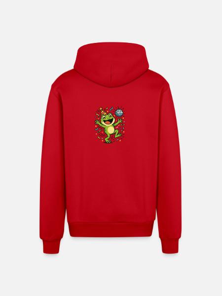 Party Frog - Organic Relaxed Hooded Jacket Made in EU - red