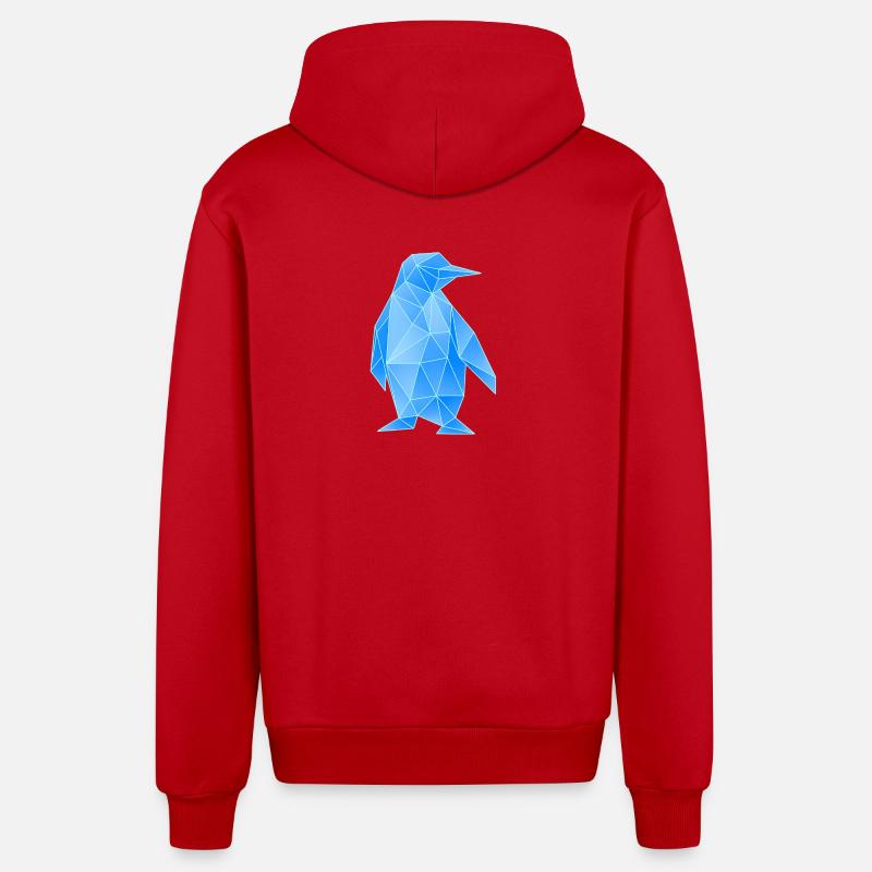 Diamant Pingouin Design Géométrique - Veste à capuche bio décontractée fabriquée en UE - rouge