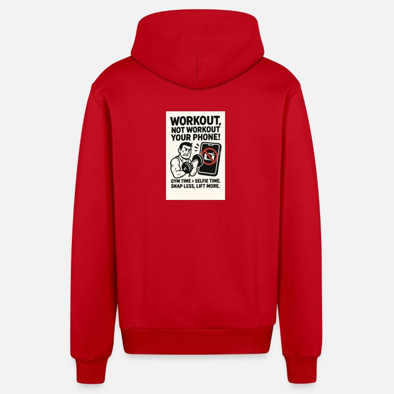 Snap Less Lift More - Veste à capuche bio décontractée fabriquée en UE - rouge