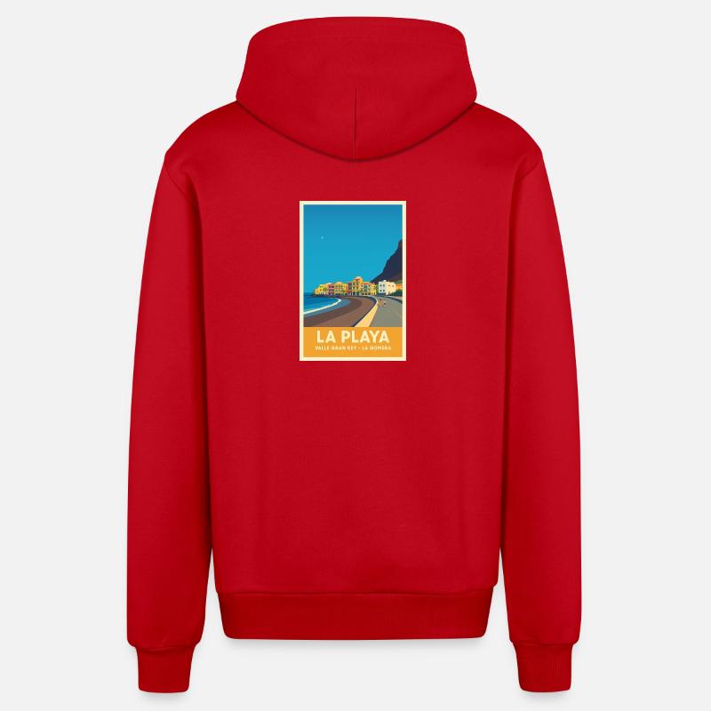 La Playa Poster Valle Gran Rey - Organic Relaxed Kapuzenjacke Made in EU - Rot