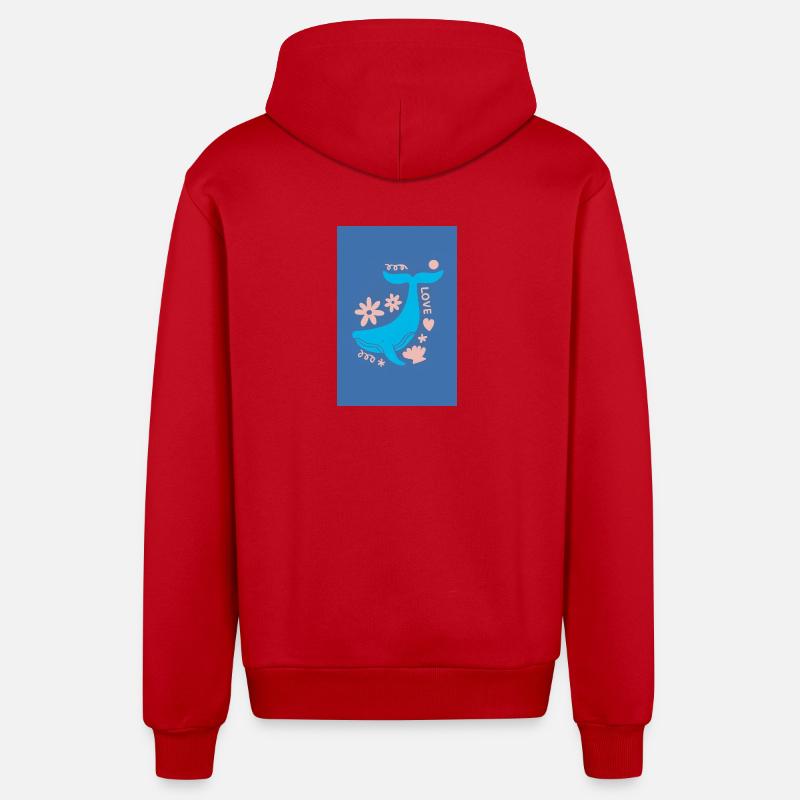 Queue de baleine Floral Love - Veste à capuche bio décontractée fabriquée en UE - rouge
