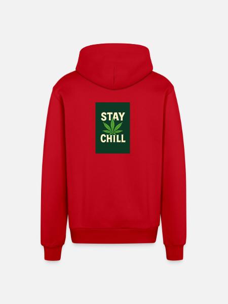 Stay Chill Cannabis Leaf - Organic Relaxed Hooded Jacket Made in EU - red