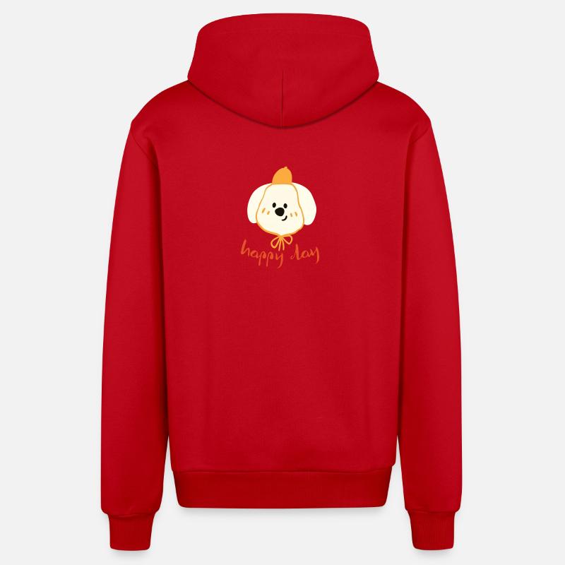 Journée Heureuse, Adorable Chien - Veste à capuche bio décontractée fabriquée en UE - rouge