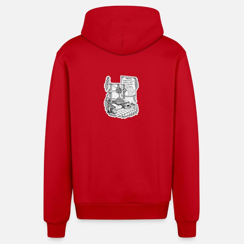 Spaghetti-3D-Drucker - Organic Relaxed Kapuzenjacke Made in EU - Rot