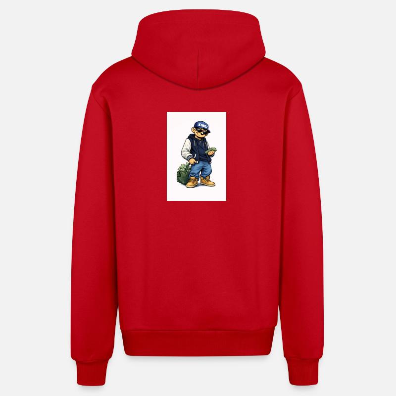 Kingz Le Petit Arnaqueur - Veste à capuche bio décontractée fabriquée en UE - rouge
