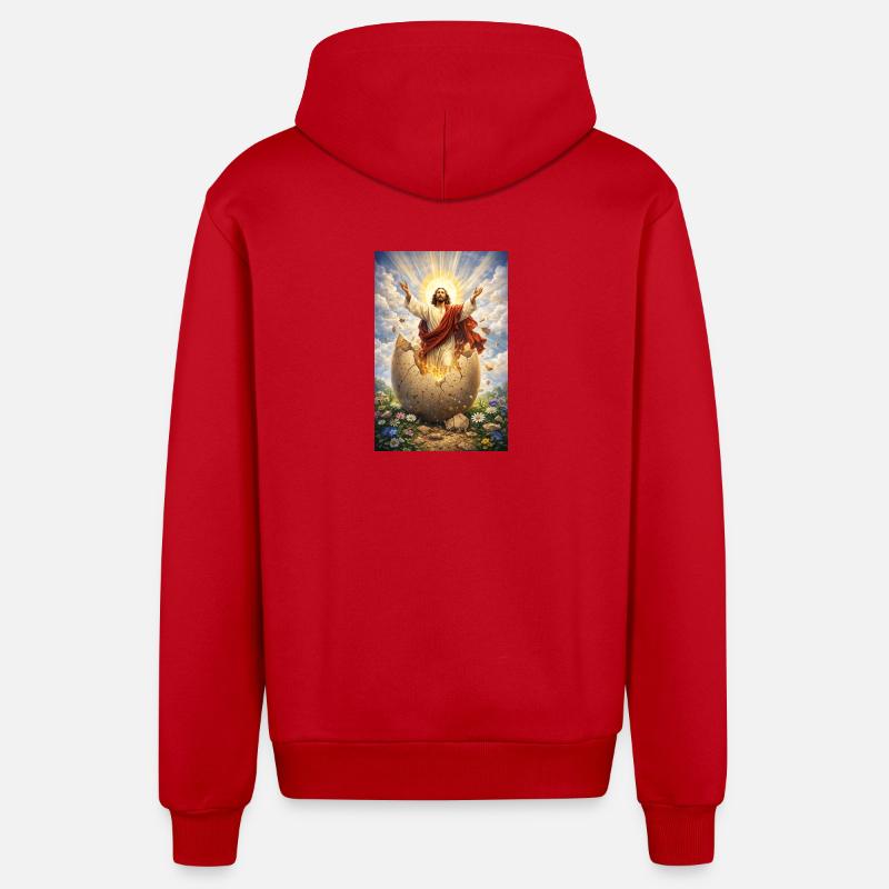 Auferstehung aus Eierbruch - Organic Relaxed Kapuzenjacke Made in EU - Rot