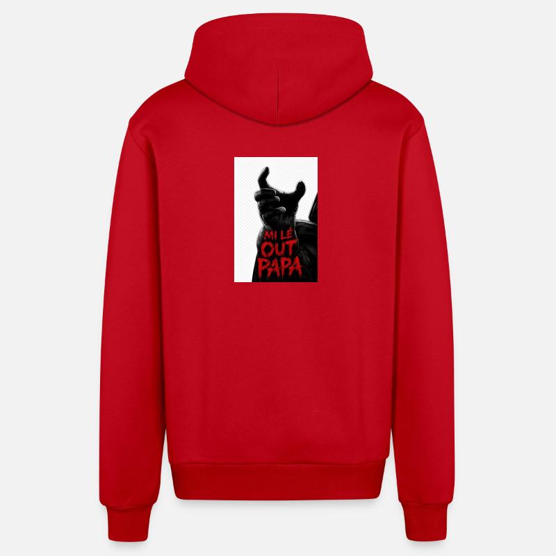 Mi lé out papa 974 - Veste à capuche bio décontractée fabriquée en UE - rouge