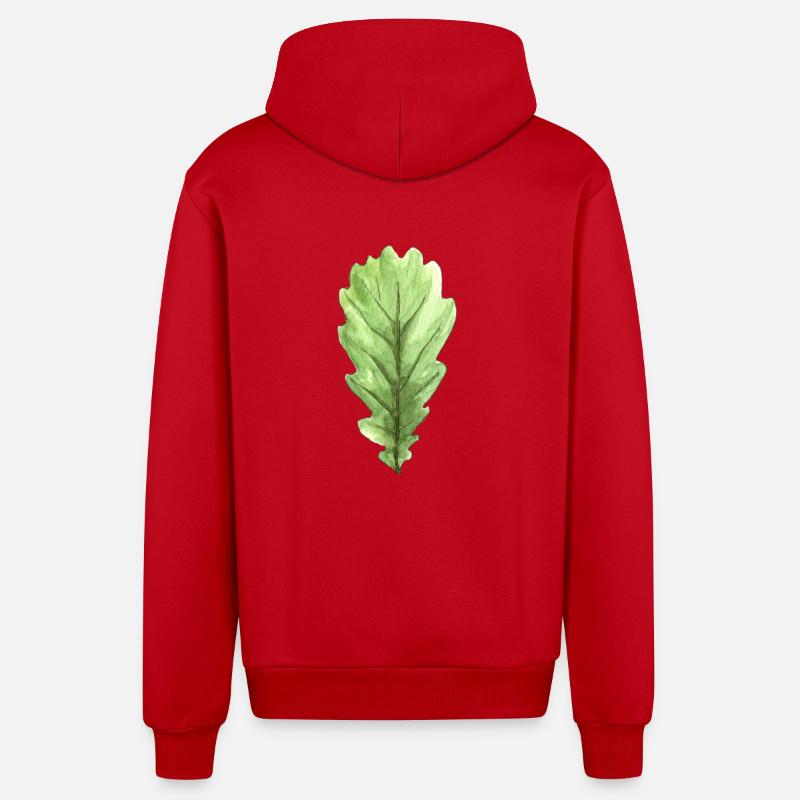 Blatt einer Eiche - Organic Relaxed Kapuzenjacke Made in EU - Rot