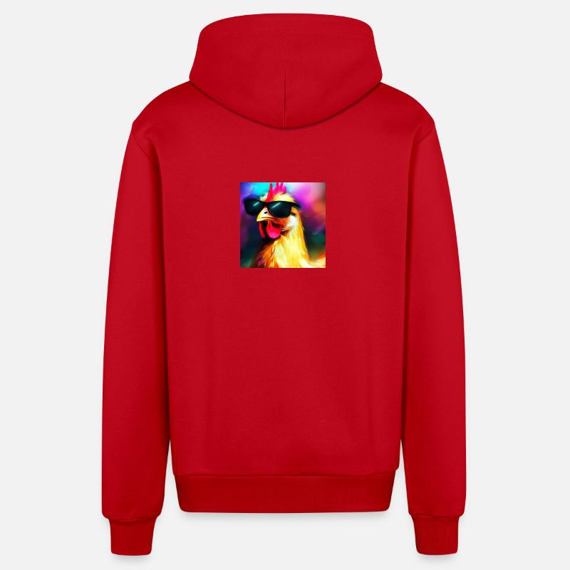 Fancy Chicken IV - Organic Relaxed Kapuzenjacke Made in EU - Rot