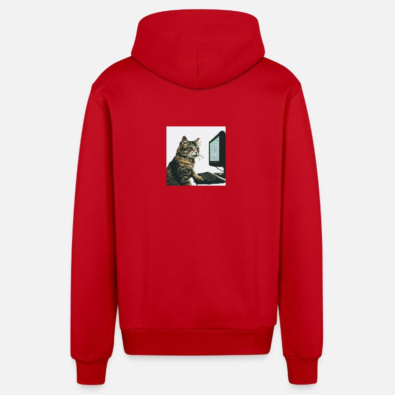 Pixelhackercat - Organic Relaxed Kapuzenjacke Made in EU - Rot