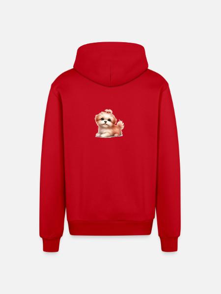 Cute dog - Organic Relaxed Hooded Jacket Made in EU - red