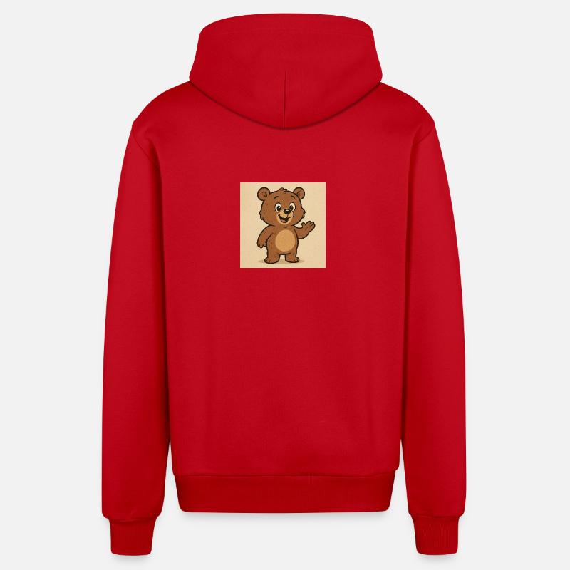 Ours mignon - Veste à capuche bio décontractée fabriquée en UE - rouge