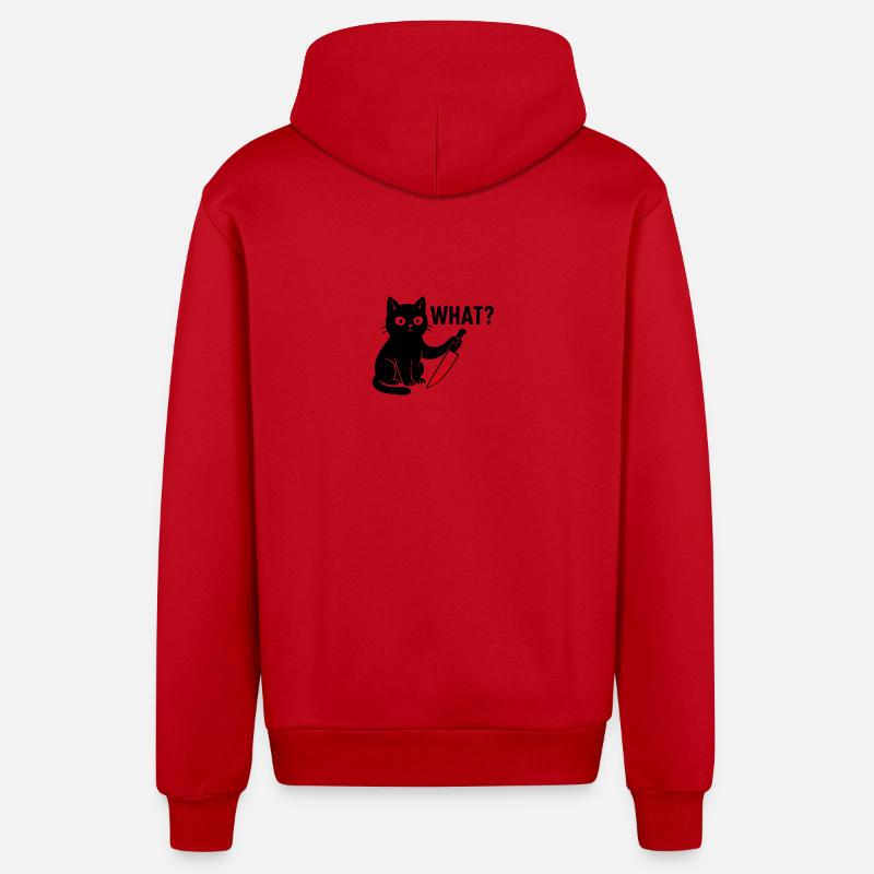 Chat noir avec couteau – Drôle d’Halloween - Veste à capuche bio décontractée fabriquée en UE - rouge