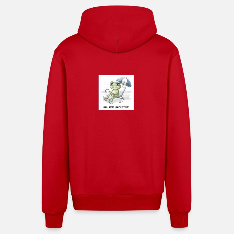 Frosch Strand Kaffee Chill - Organic Relaxed Kapuzenjacke Made in EU - Rot