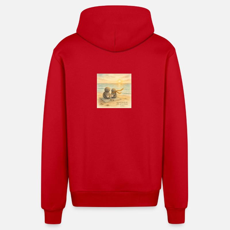 Sea Breeze Kaffee Begleiter - Organic Relaxed Kapuzenjacke Made in EU - Rot