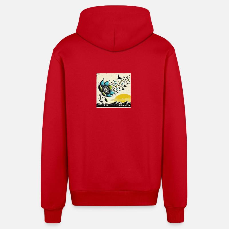 Vogelzug - Organic Relaxed Kapuzenjacke Made in EU - Rot