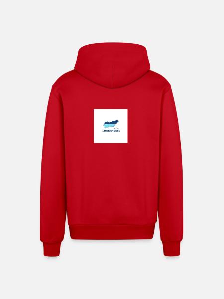 Bodensee Landschaftslogo Seeufer - Organic Relaxed Kapuzenjacke Made in EU - Rot