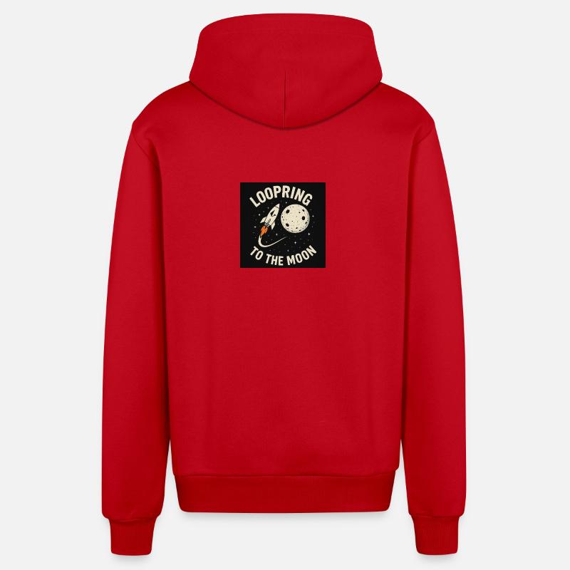Looping vers la Lune ! - Veste à capuche bio décontractée fabriquée en UE - rouge