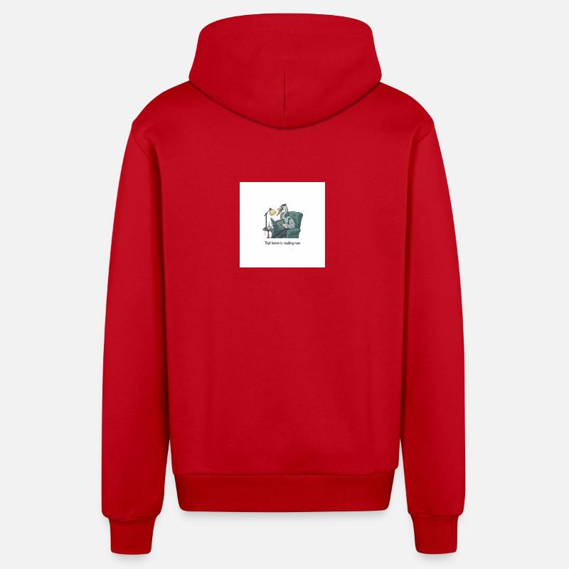 Quantenvogel-Lesen im Sessel - Organic Relaxed Kapuzenjacke Made in EU - Rot