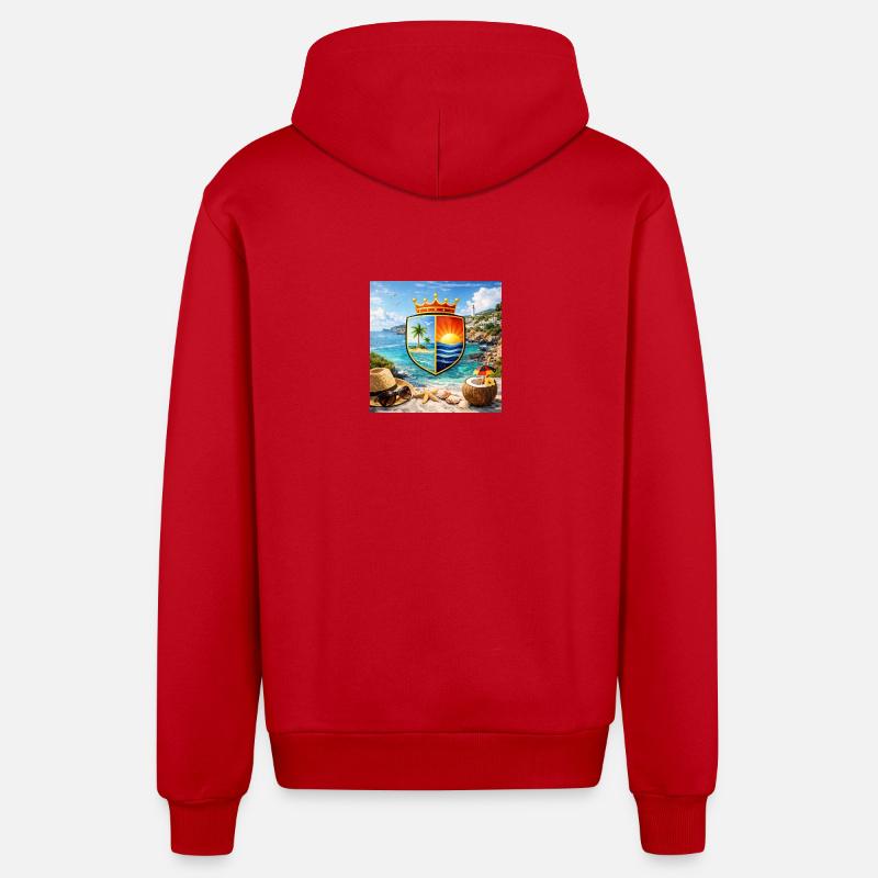 Blason côtier Bouclier tropical - Veste à capuche bio décontractée fabriquée en UE - rouge