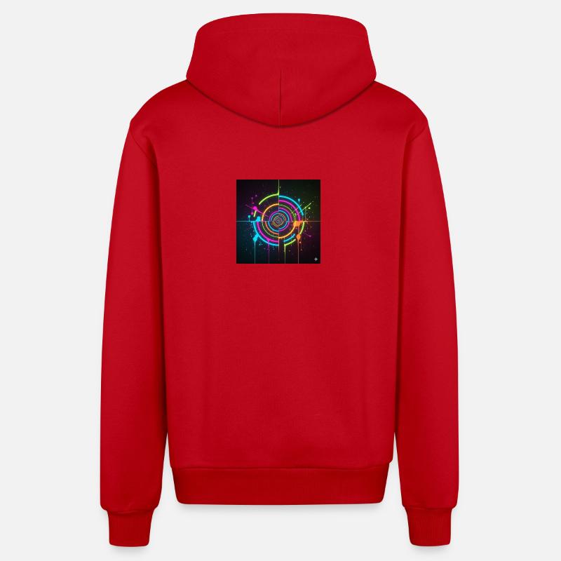 Neon Circle Splatter - Organic Relaxed Hooded Jacket Made in EU - red