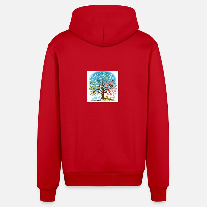 hello spring - Veste à capuche bio décontractée fabriquée en UE - rouge