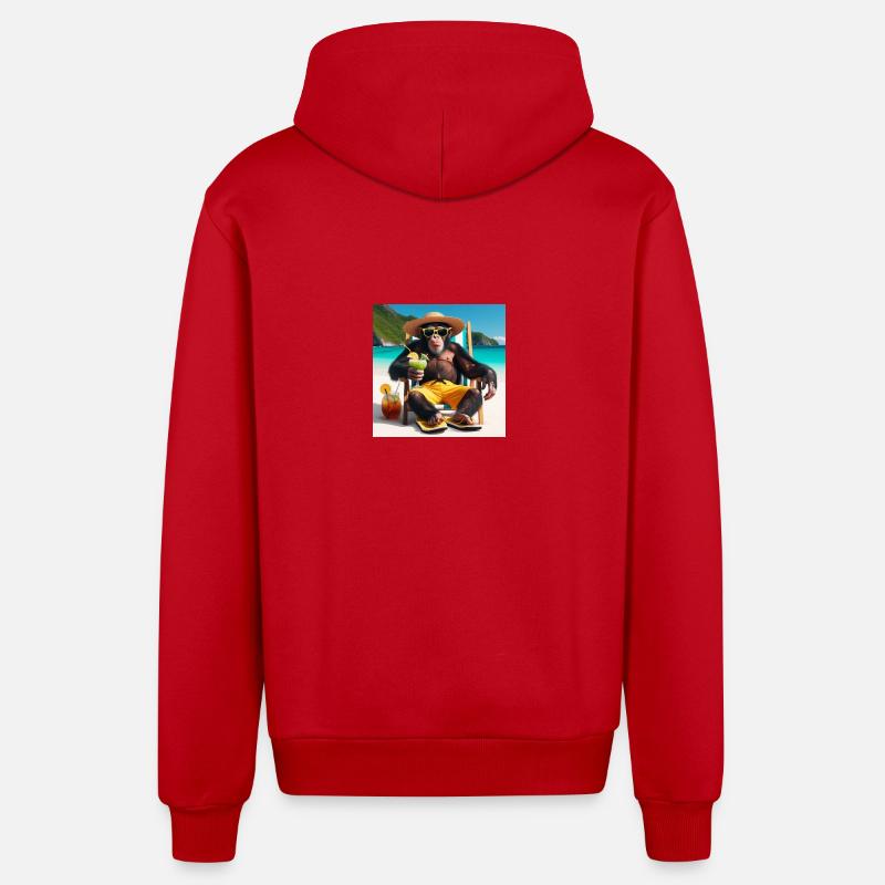 Singe de vacances - Veste à capuche bio décontractée fabriquée en UE - rouge