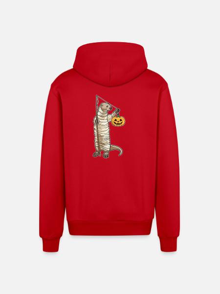 Otter Halloween Fishing - Organic Relaxed Hooded Jacket Made in EU - red