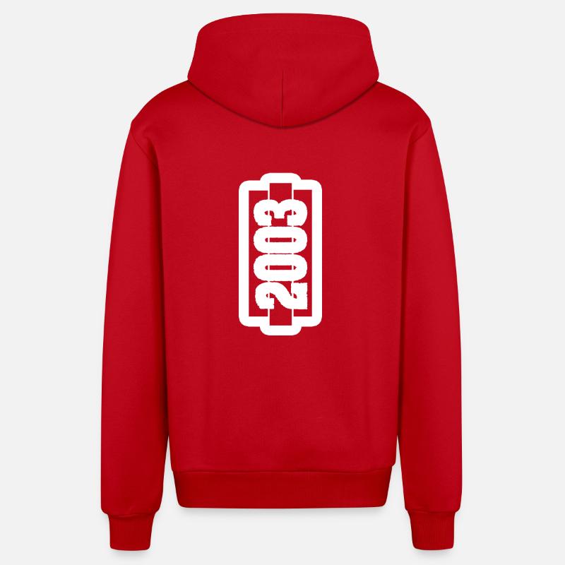 Né en 2003 - Veste à capuche bio décontractée fabriquée en UE - rouge