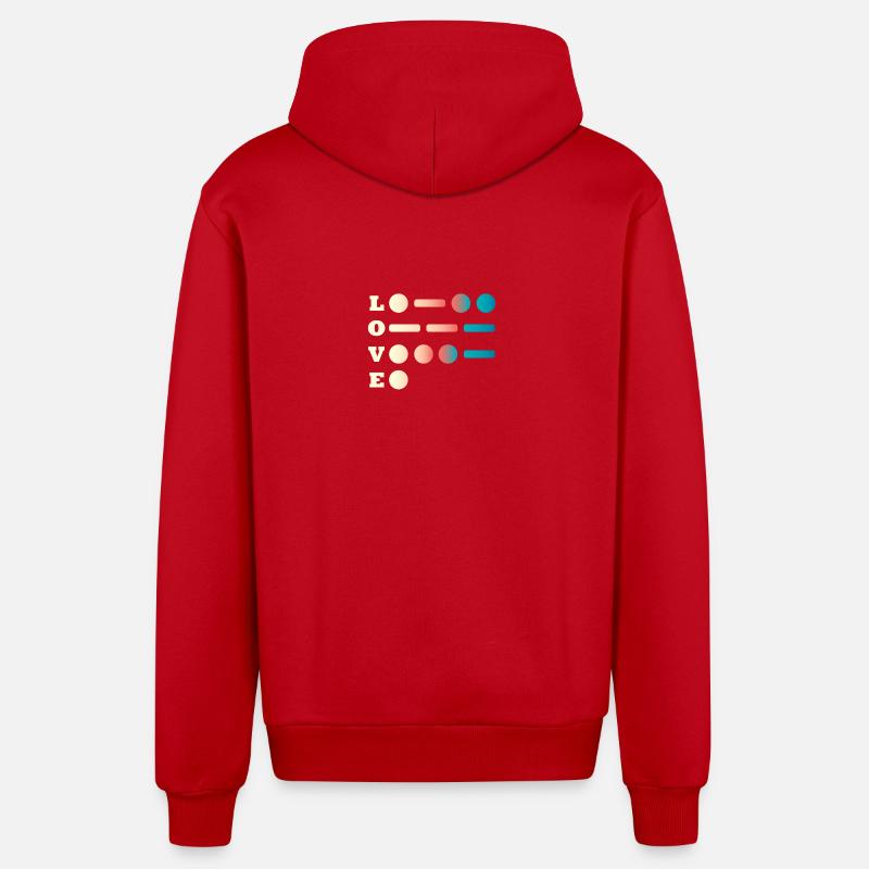 Aimer le code Morse - Veste à capuche bio décontractée fabriquée en UE - rouge