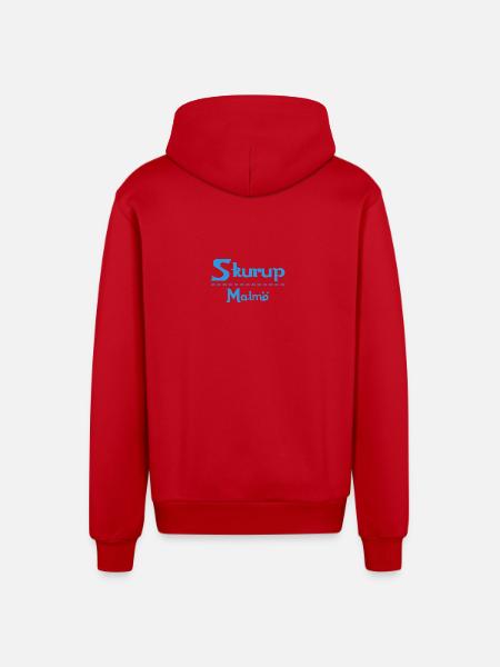 Skurup – Malmö Sky Blue Design - Organic Relaxed Hooded Jacket Made in EU - red