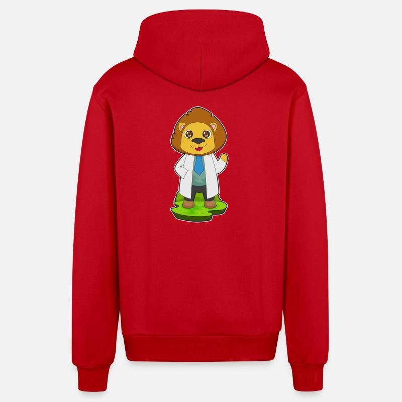 Löwe Arzt Arztkittel - Organic Relaxed Kapuzenjacke Made in EU - Rot