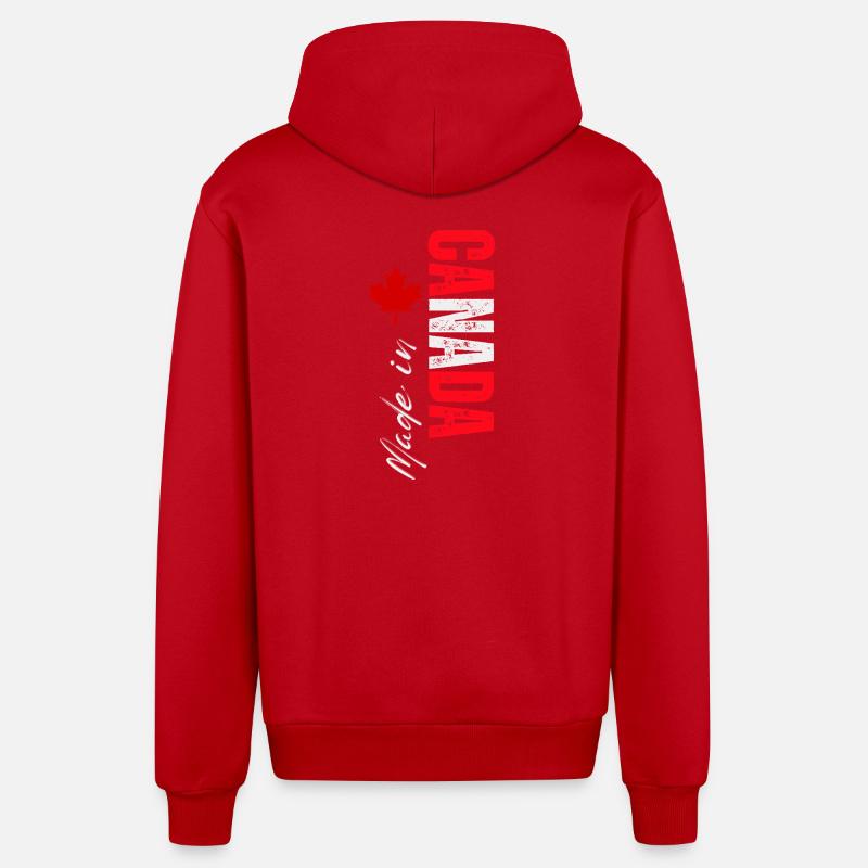 Fabriqué au Canada, design vertical - Veste à capuche bio décontractée fabriquée en UE - rouge